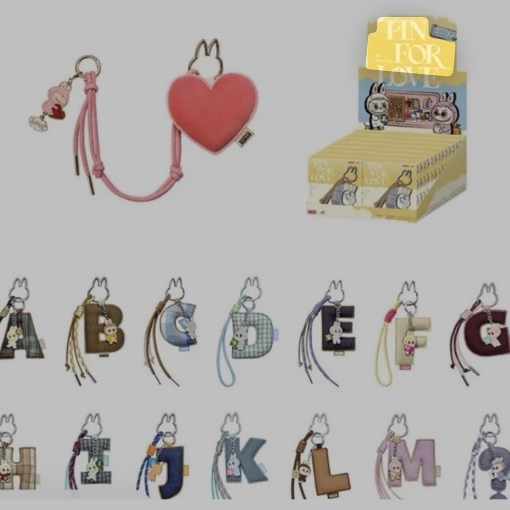 Pop Mart Labubu The Monsters Pin for Love Series Letter Keychain (A-Z &?) - Picture 4 of 7